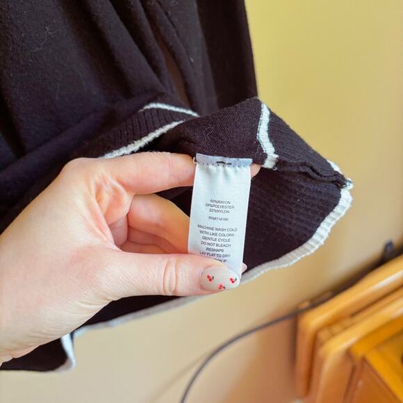 Retrology Mock Neck Knit Sweater Black White Size L - Picture 4 of 4